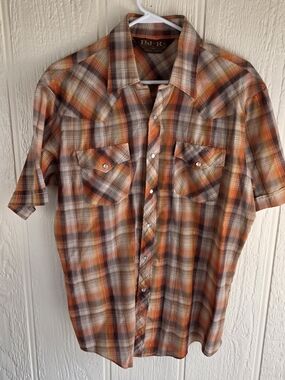 Men's BJ-R Western Short-Sleeve Pearl Snap Shirt, Size Large